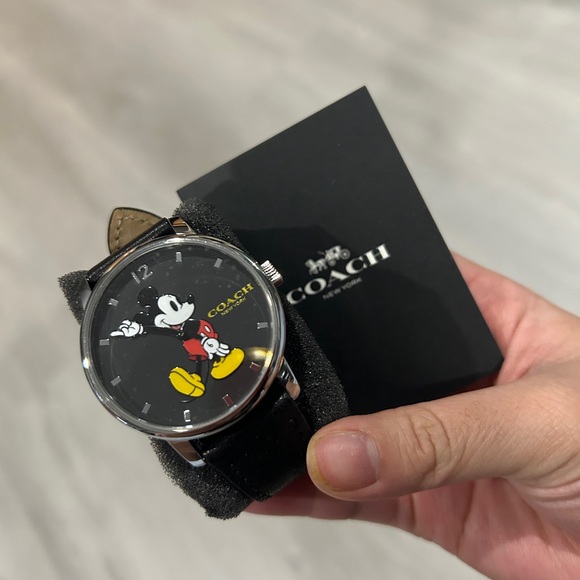 NEW | Authentic Coach X Disney Mickey Mouse Watch | Black Leather - Picture 6 of 10